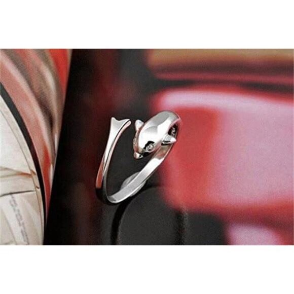 Adjustable Dolphin Ring 925 Sterling Silver Finger Fashion Women Lady Opening - Picture 5 of 7